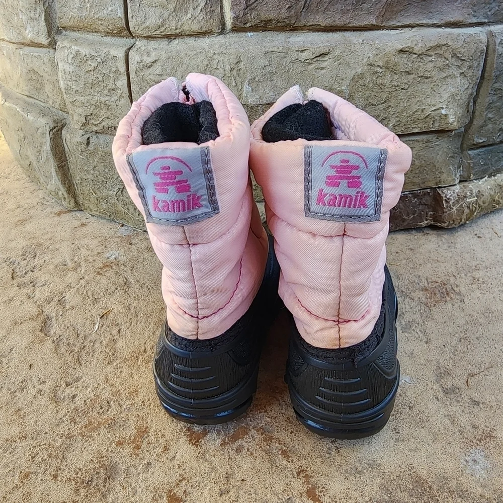 Pink and Black Kamik Girls Snow Boots Size 8
